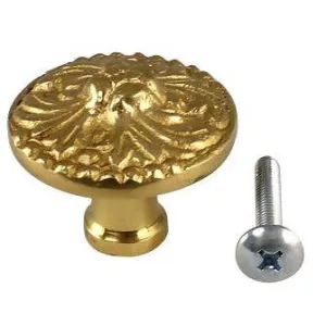 1 1/4 Inch Polished Brass Rococo Cabinet Knob (Several Finishes Available)