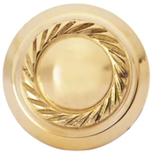 1 1/4 Inch Solid Brass Georgian Roped Round Knob (Polished Brass Finish)