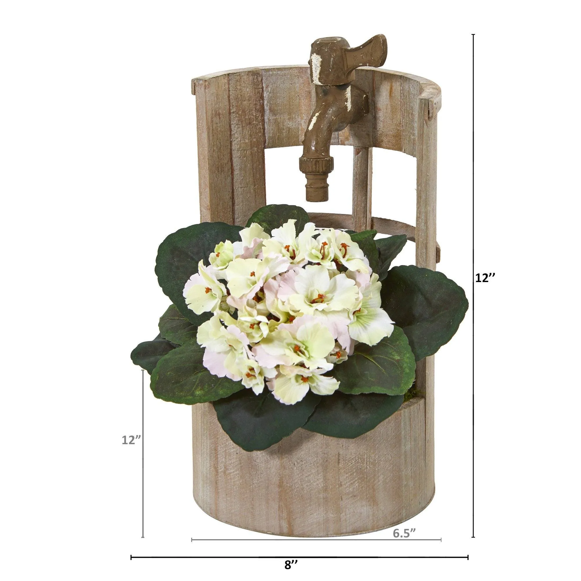 12” African Violet Artificial Plant in Faucet Planter