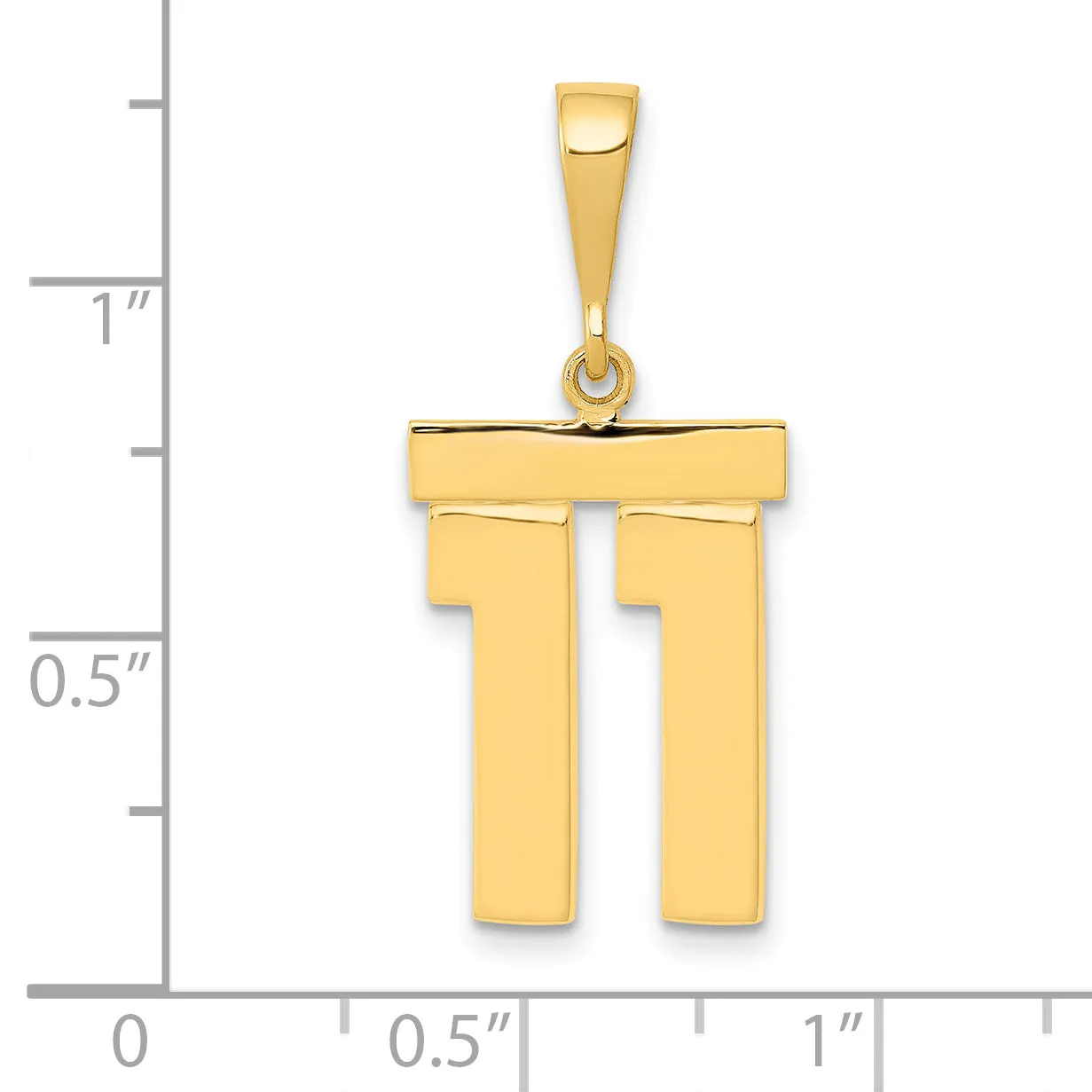 14k Yellow Gold Medium Polished Number 11 Charm