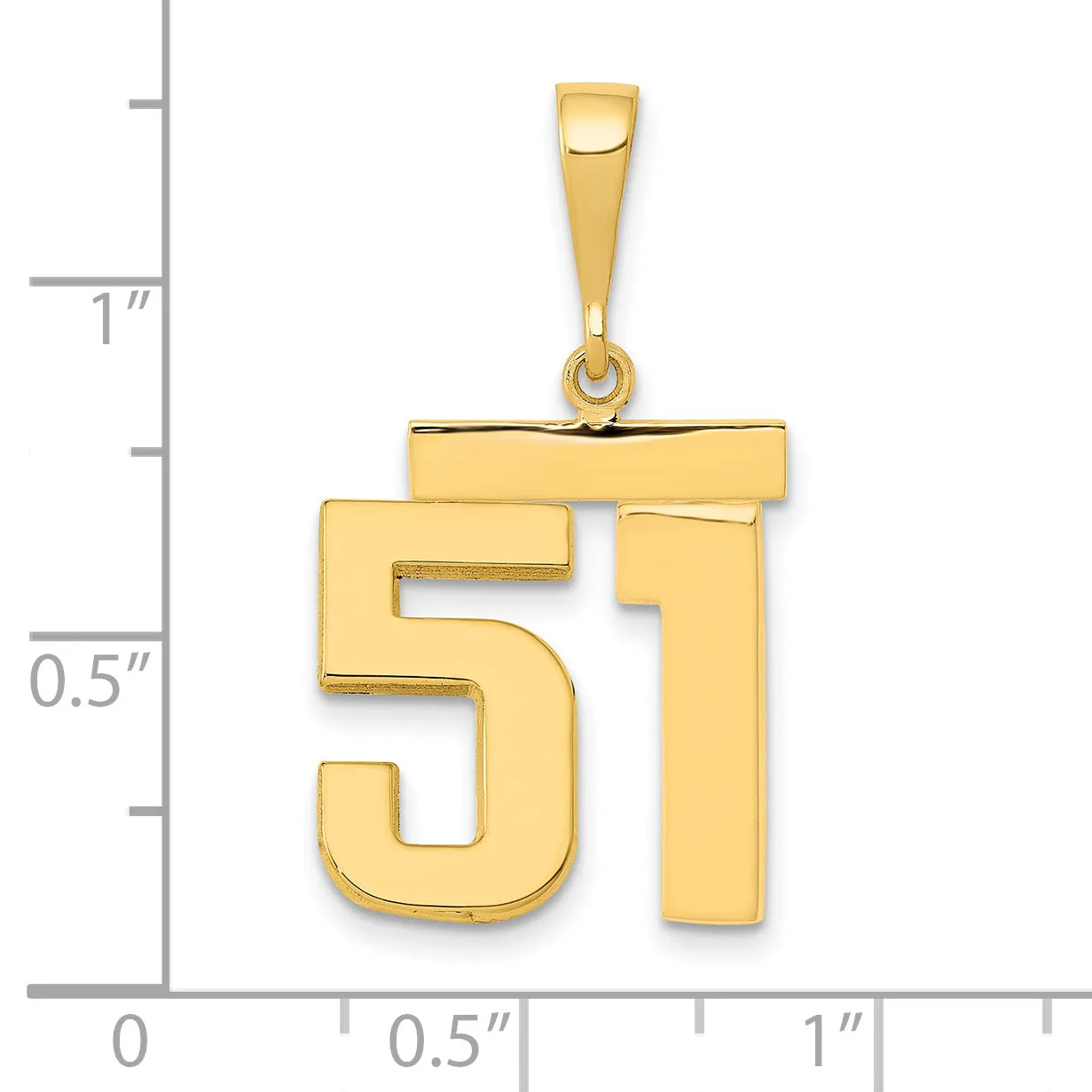 14k Yellow Gold Medium Polished Number 51 Charm