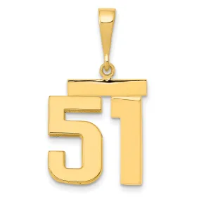 14k Yellow Gold Medium Polished Number 51 Charm