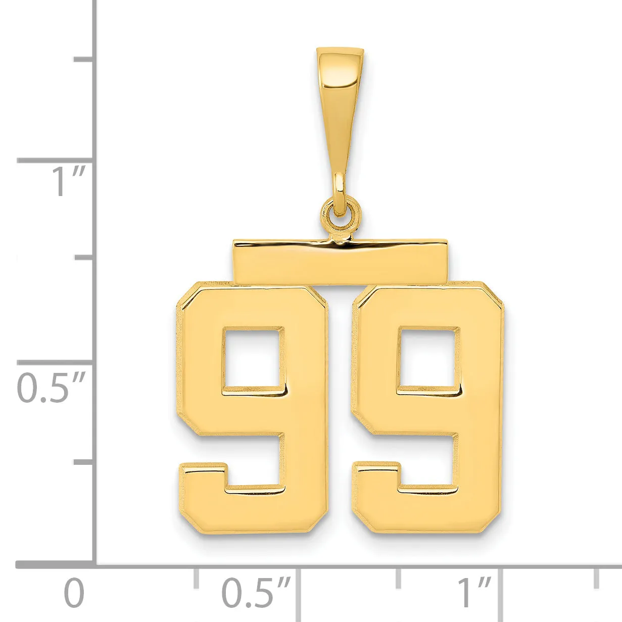 14k Yellow Gold Medium Polished Number 99 Charm