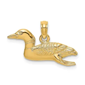 14k Yellow GoldTextured  Polished Finish Solid Polished 3-Dimensional Mallard Charm Pendant