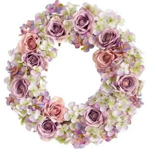 18in. Rose and Hydrangea Artificial Wreath