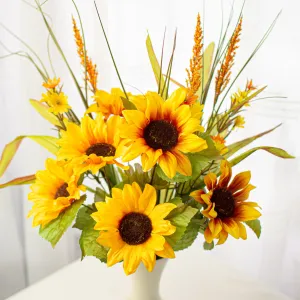 21" Sunflower Heather Bush: Gold & Yellow