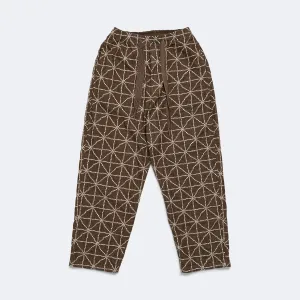 8oz Color Denim FOLK-DOJO Embroidery EASY Pants - Brown