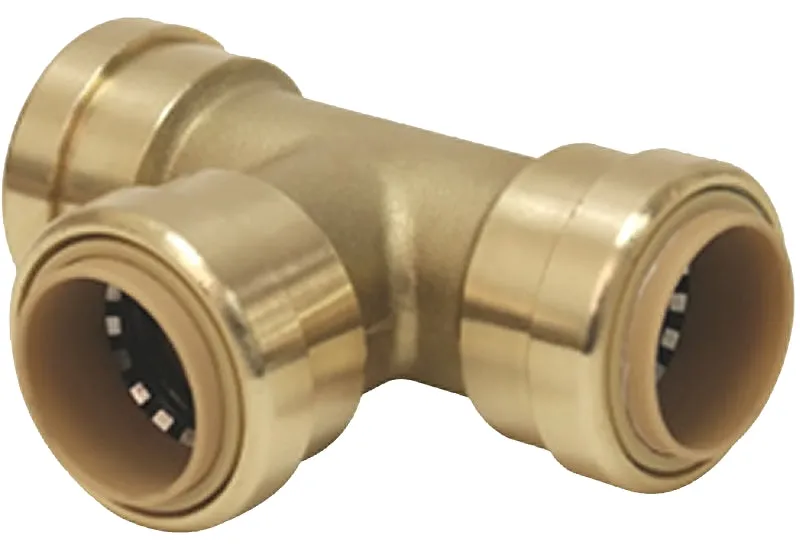 B & K ProLine Series 632-443 Reducing Pipe Tee, 3/4 x 3/4 x 1/2 in, Push-Fit, Brass :EA: QUANTITY: 1