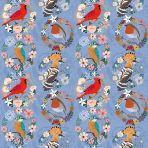 Bird Garden - Bird Wreaths Blue by Mia Charro for Free Spirit