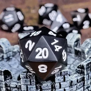 Black Raven White Set of 7 Metal Dice