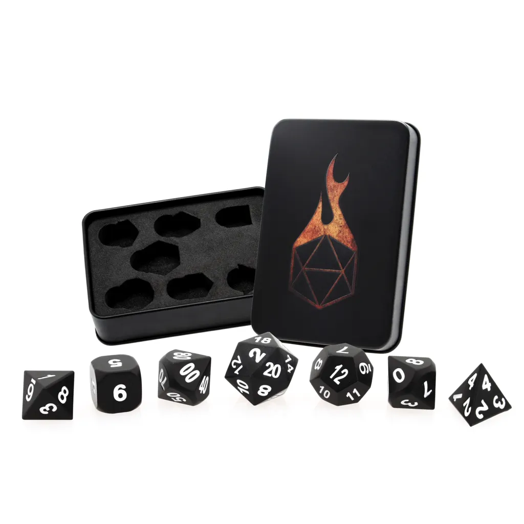 Black Raven White Set of 7 Metal Dice