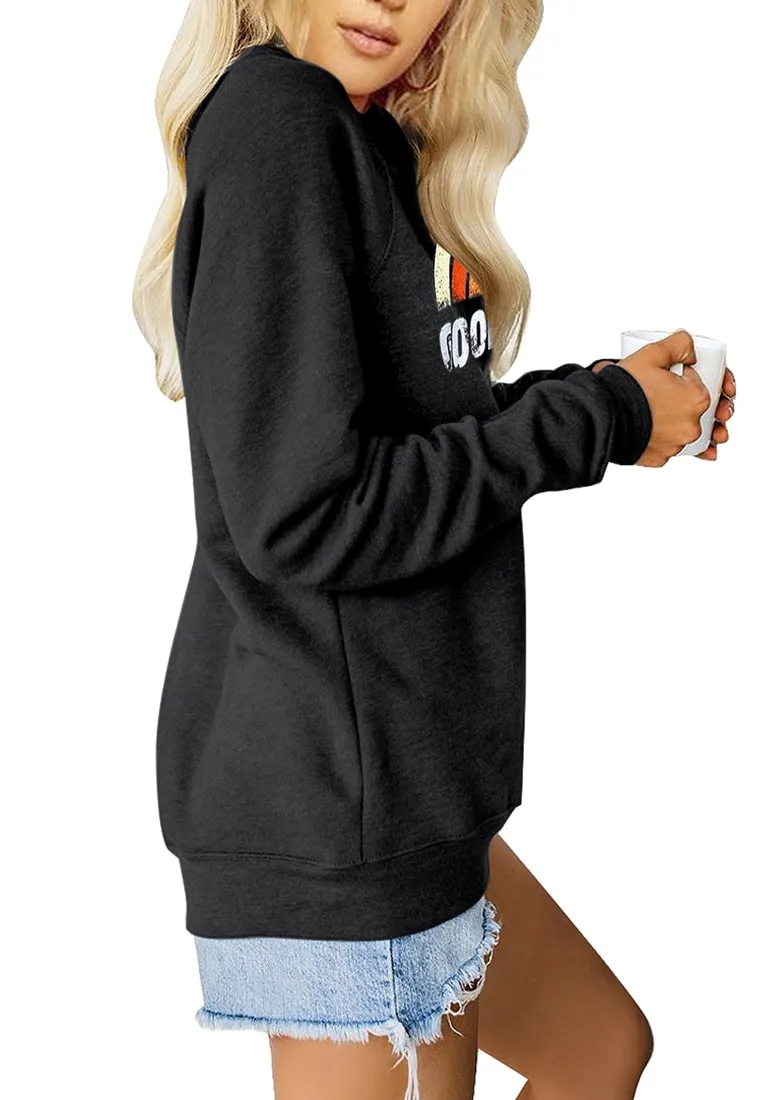 Black Statement Print Crewneck Sweatshirt