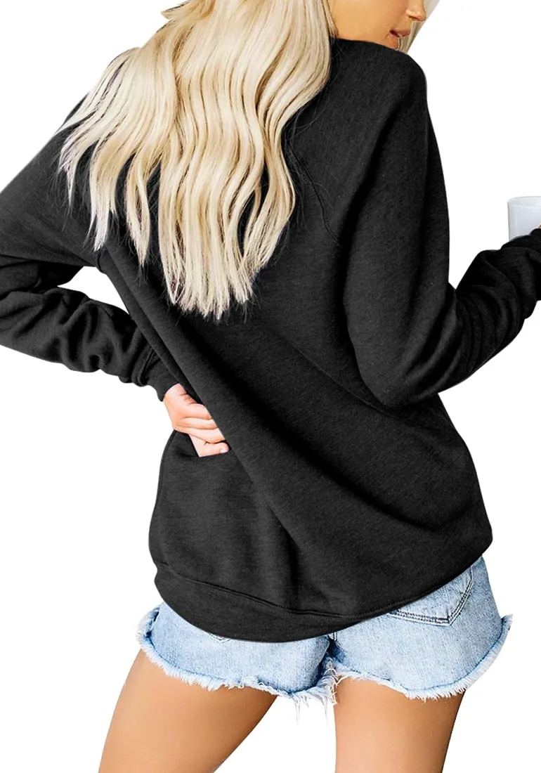 Black Statement Print Crewneck Sweatshirt