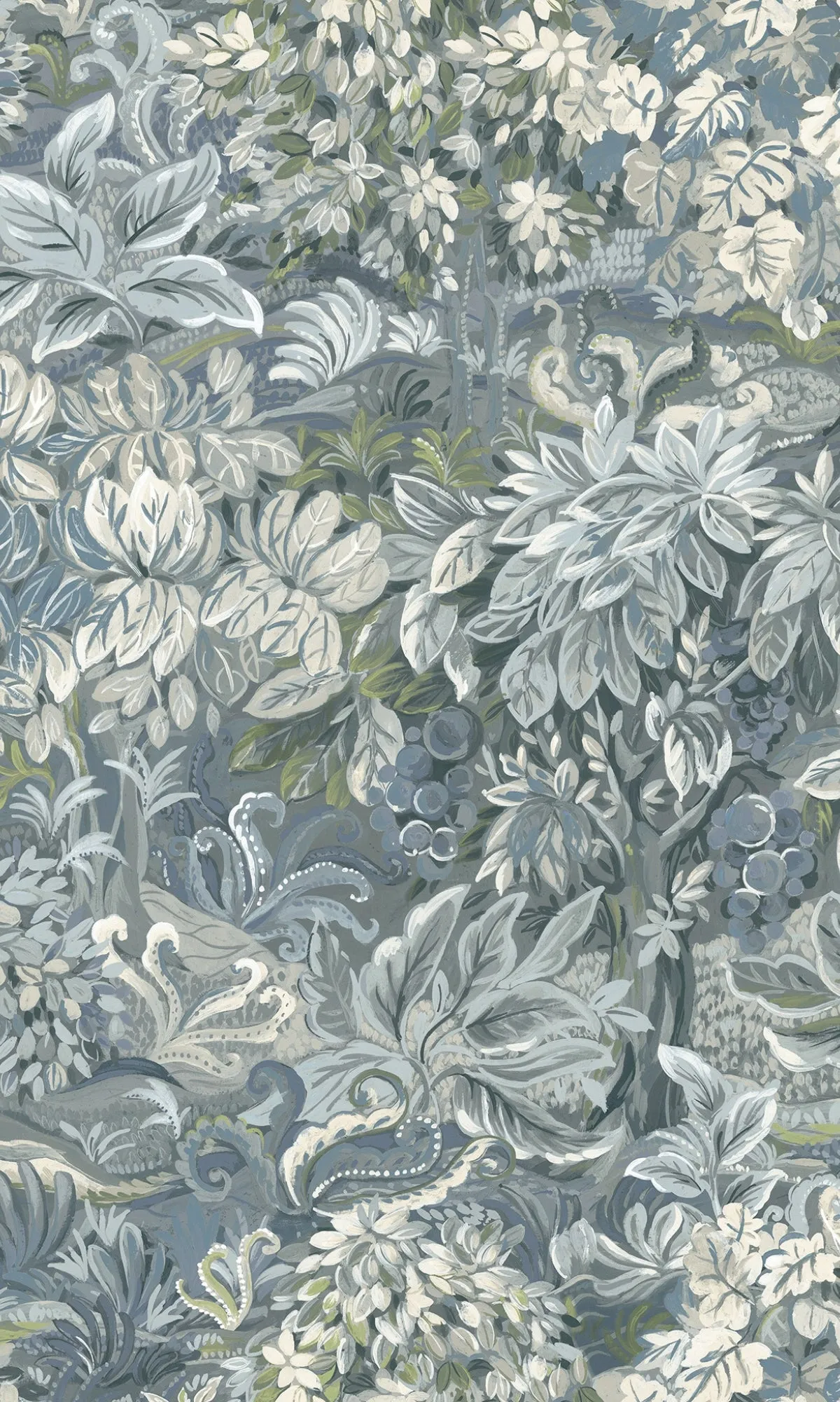 Blue Floral Foliage Floral Wallpaper R8801