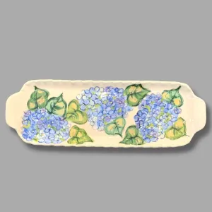 Blue Hydrangea Medium Handled Rectangular Tray