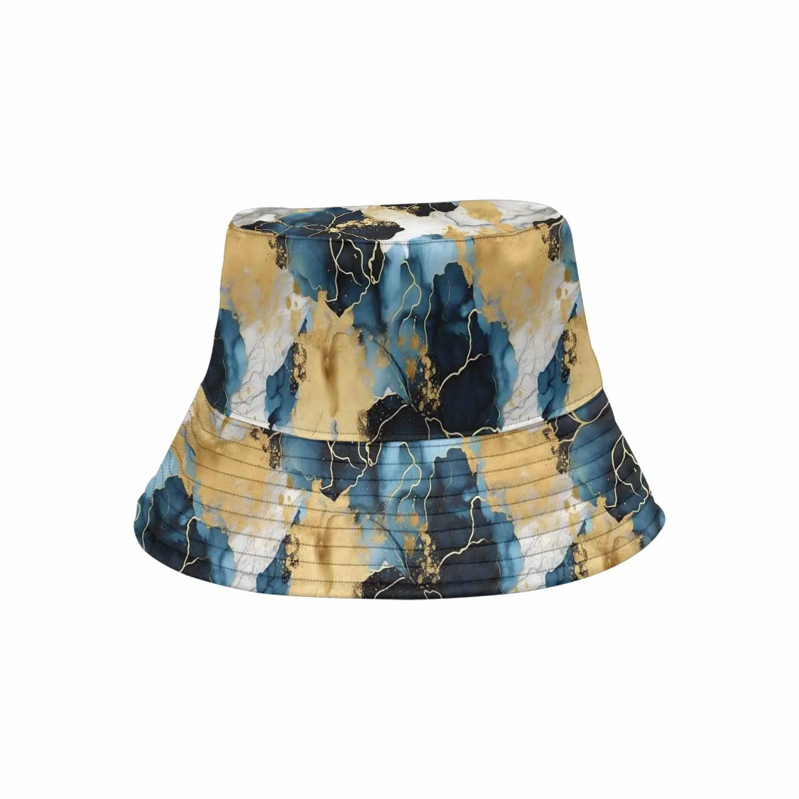 Blue Ink Floral  Unisex Summer Single-Layer Bucket Hat