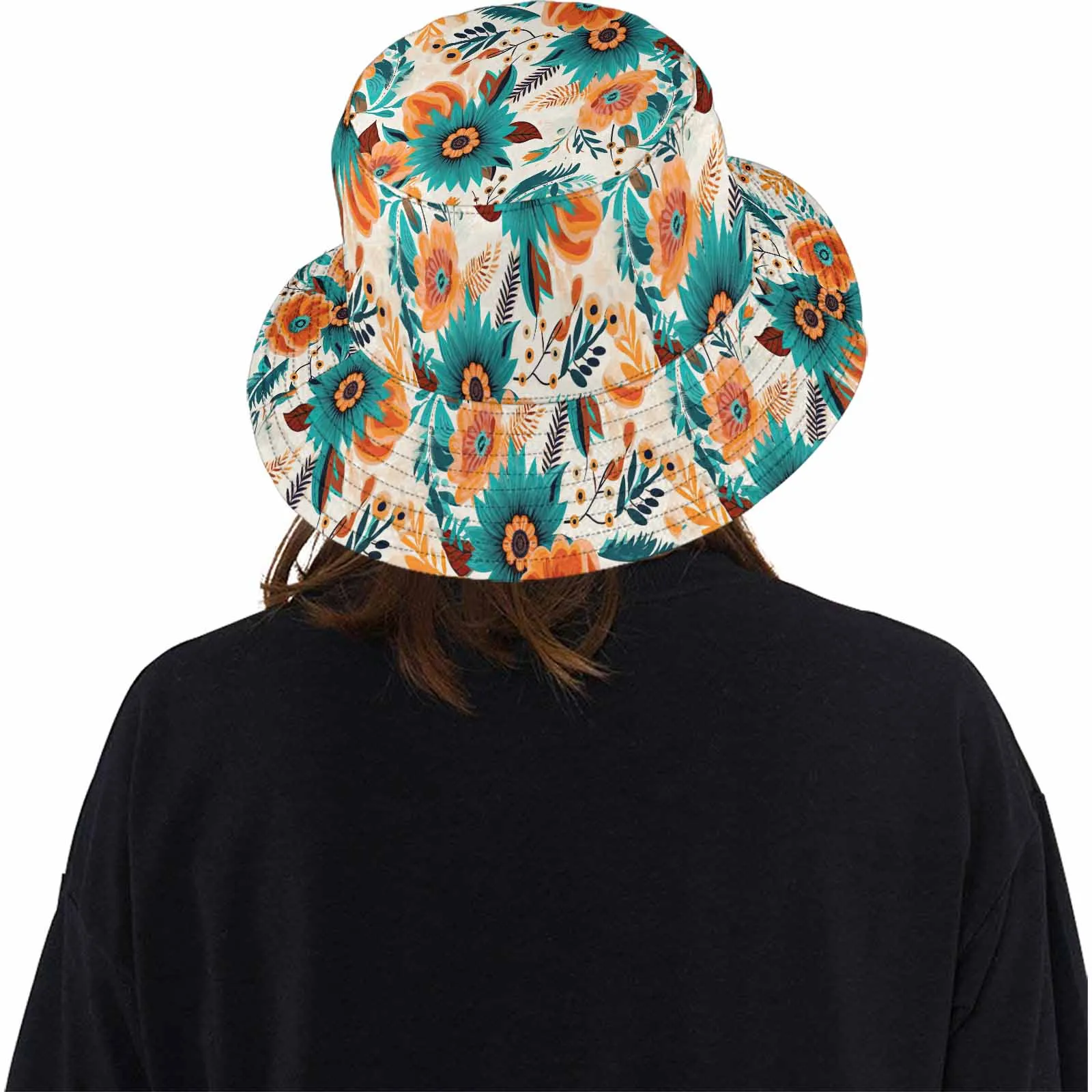 Boho Retro Floral  Unisex Summer Single-Layer Bucket Hat