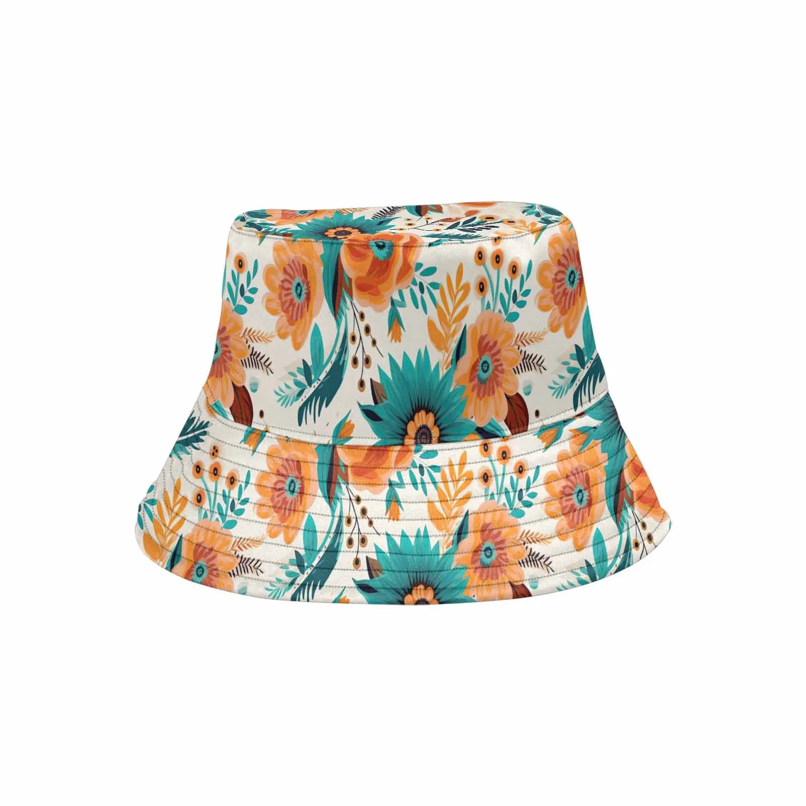 Boho Retro Floral  Unisex Summer Single-Layer Bucket Hat