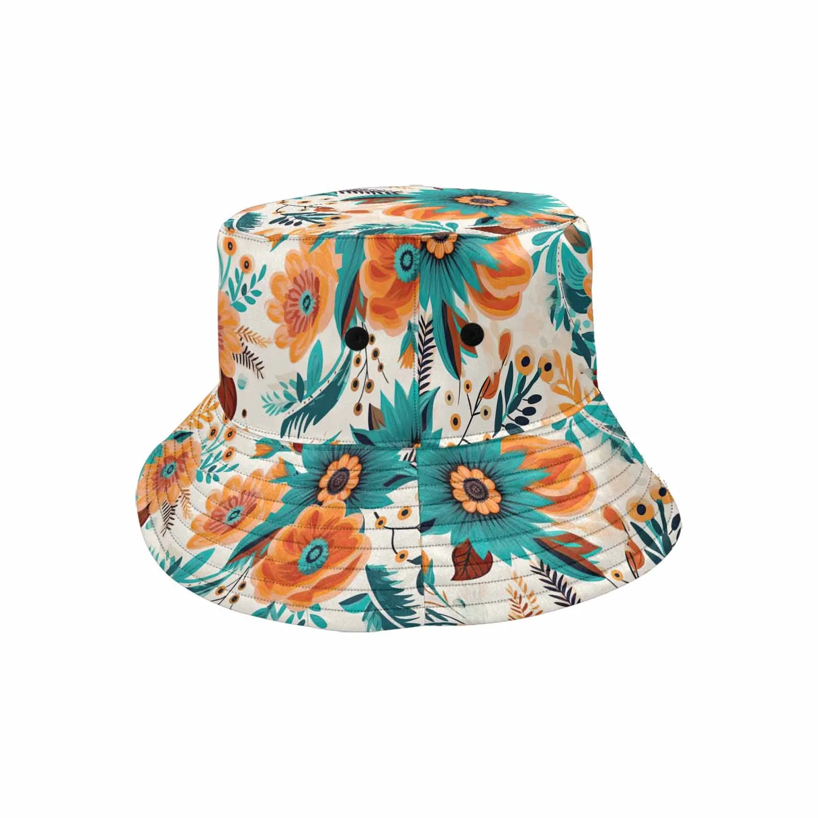 Boho Retro Floral  Unisex Summer Single-Layer Bucket Hat