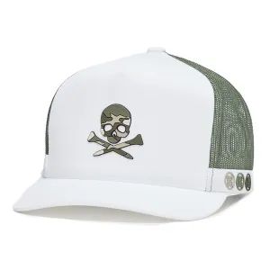 Camo Skull & Tees Interlock Knit Tall Trucker Hat Snow - SS24