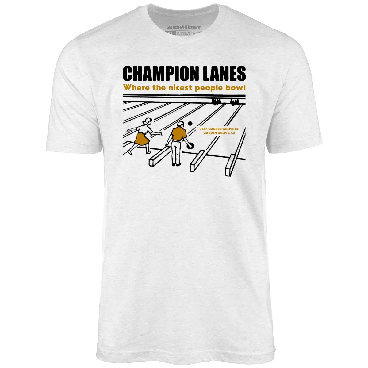 Champion Lanes - Garden Grove, CA - Vintage Bowling Alley - Unisex T-Shirt