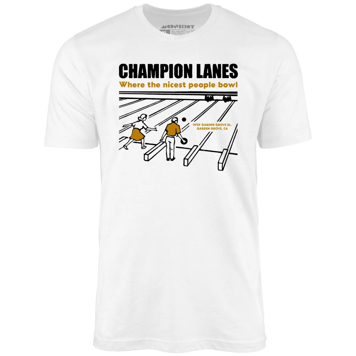 Champion Lanes - Garden Grove, CA - Vintage Bowling Alley - Unisex T-Shirt