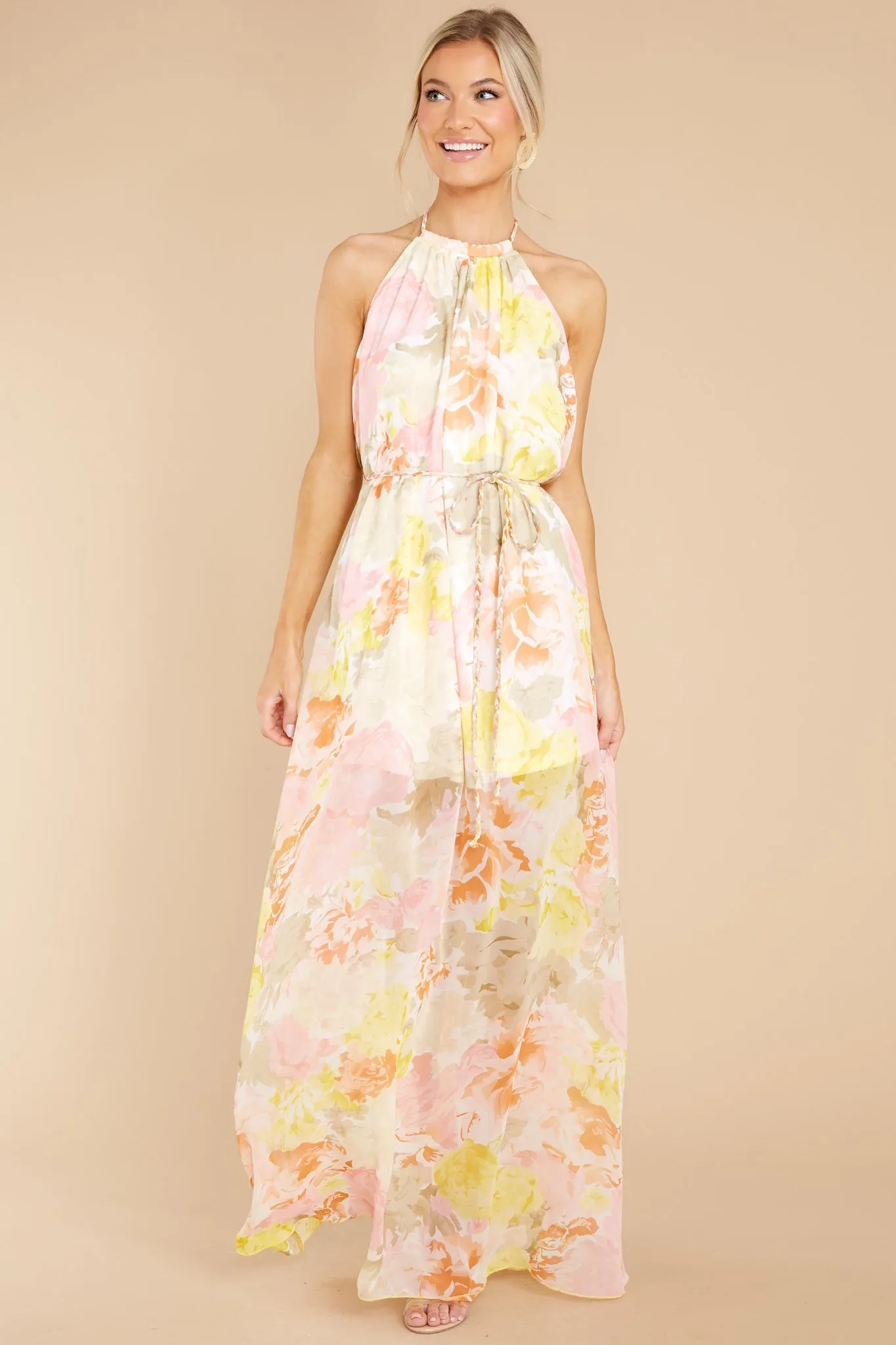 Cheerful Mornings Yellow Multi Floral Print Maxi Dress