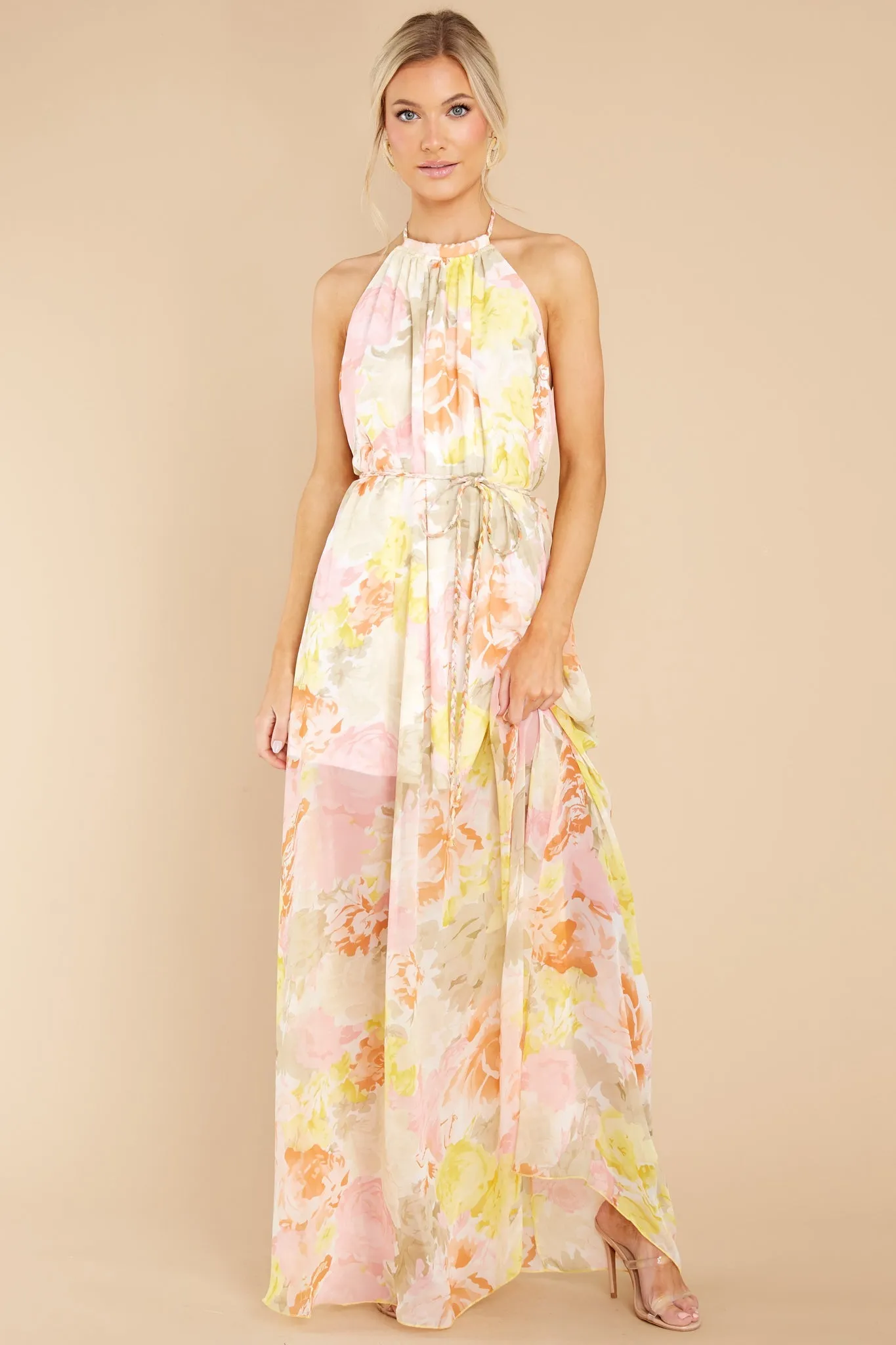 Cheerful Mornings Yellow Multi Floral Print Maxi Dress