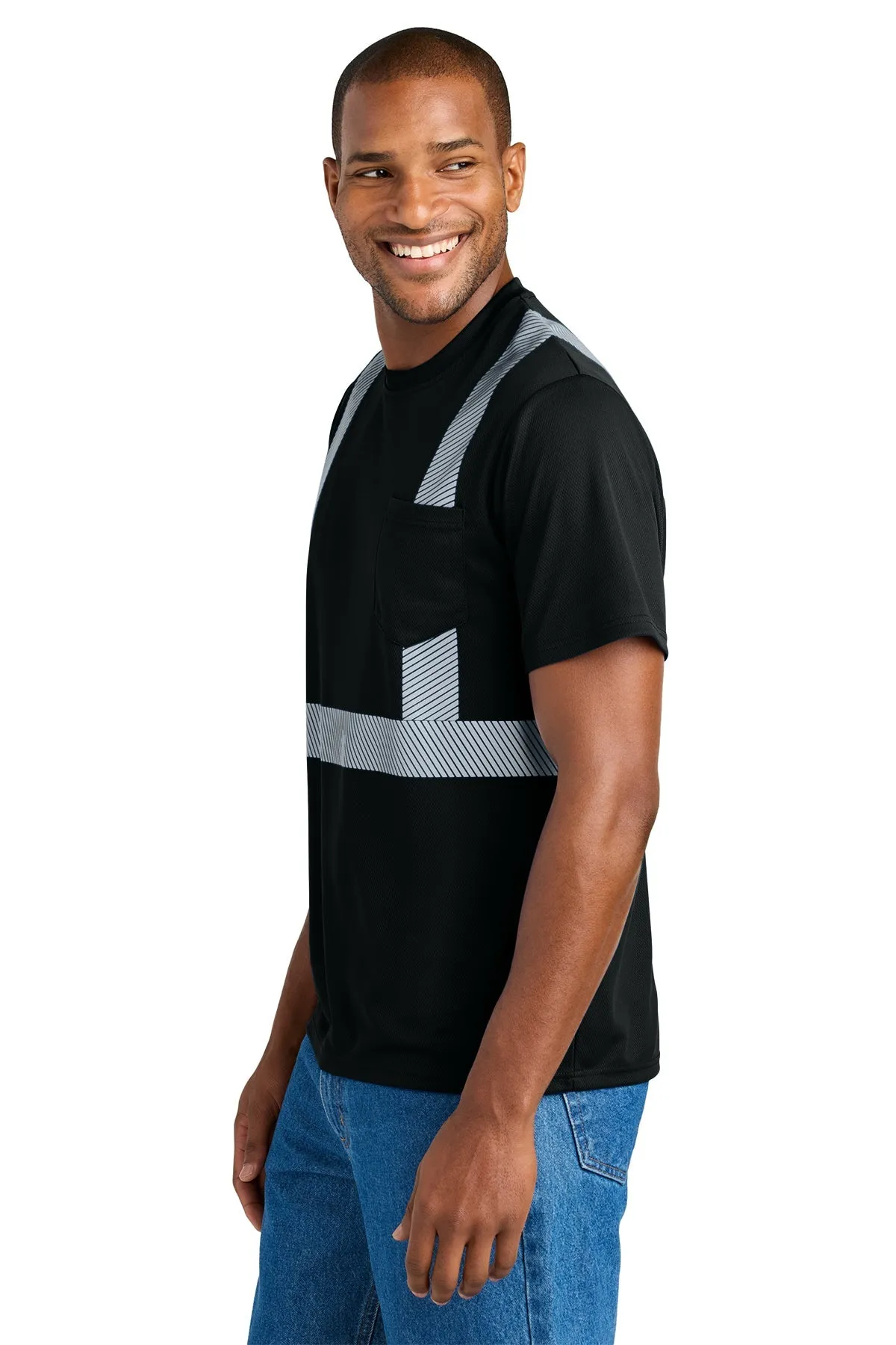 CornerStone Enhanced Visibility Segmented Custom Tape Tees, Black