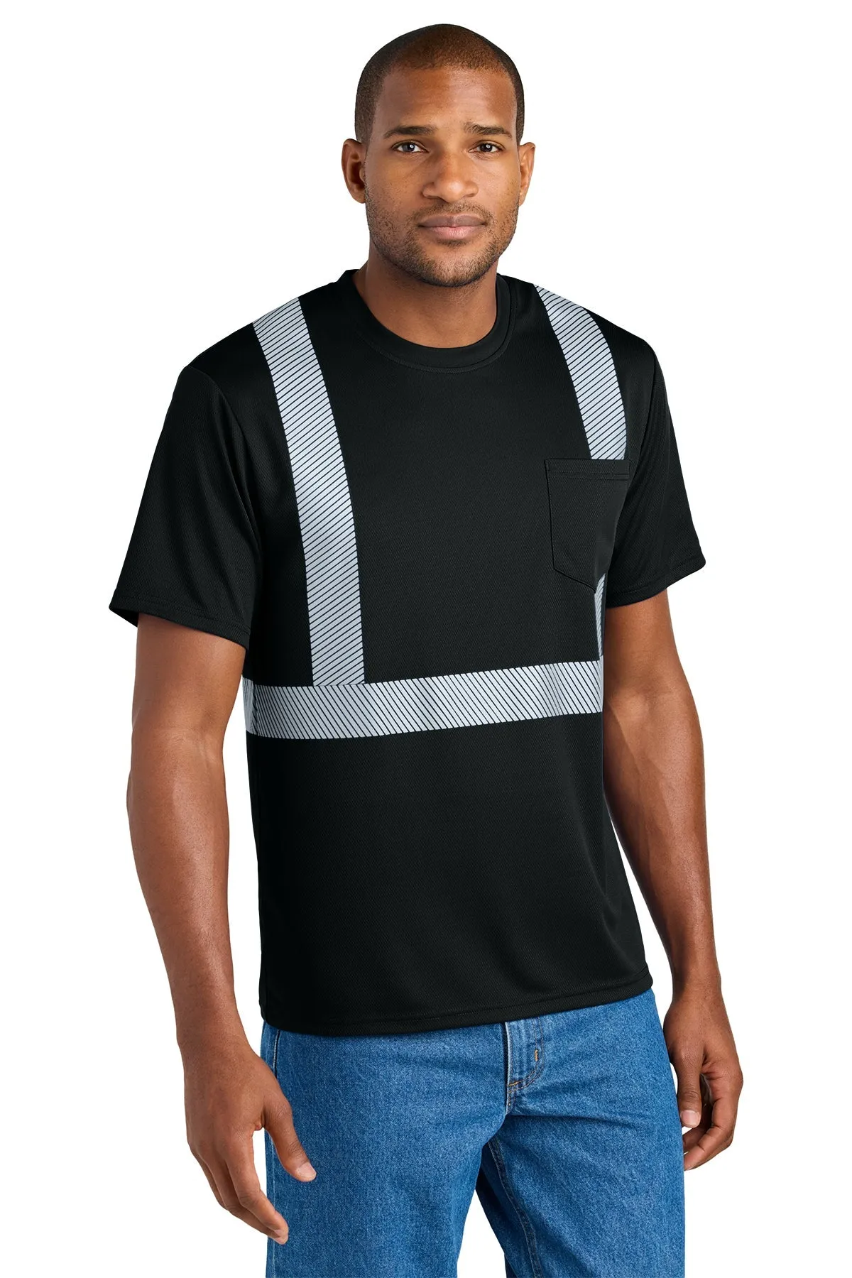 CornerStone Enhanced Visibility Segmented Custom Tape Tees, Black