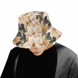 Cream Poinsettia2  Unisex Summer Single-Layer Bucket Hat