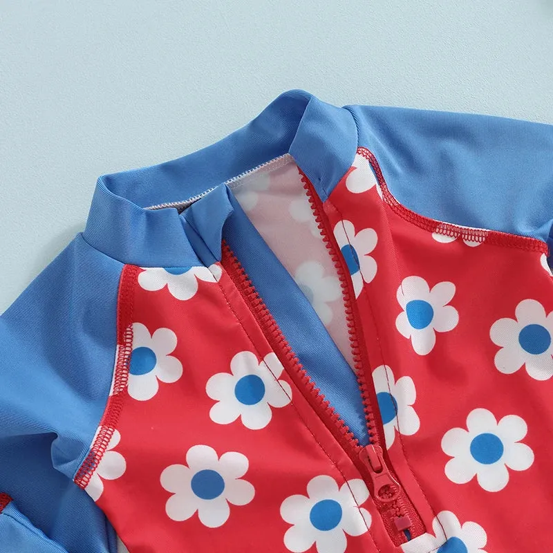 DAISIES Red & Blue Swimsuit