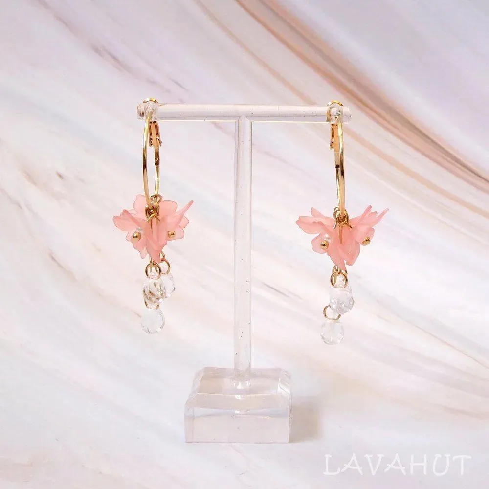 Dew Drop Pink Hoop Earrings