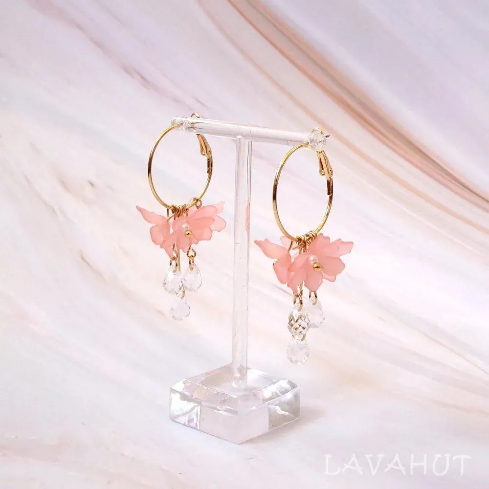 Dew Drop Pink Hoop Earrings