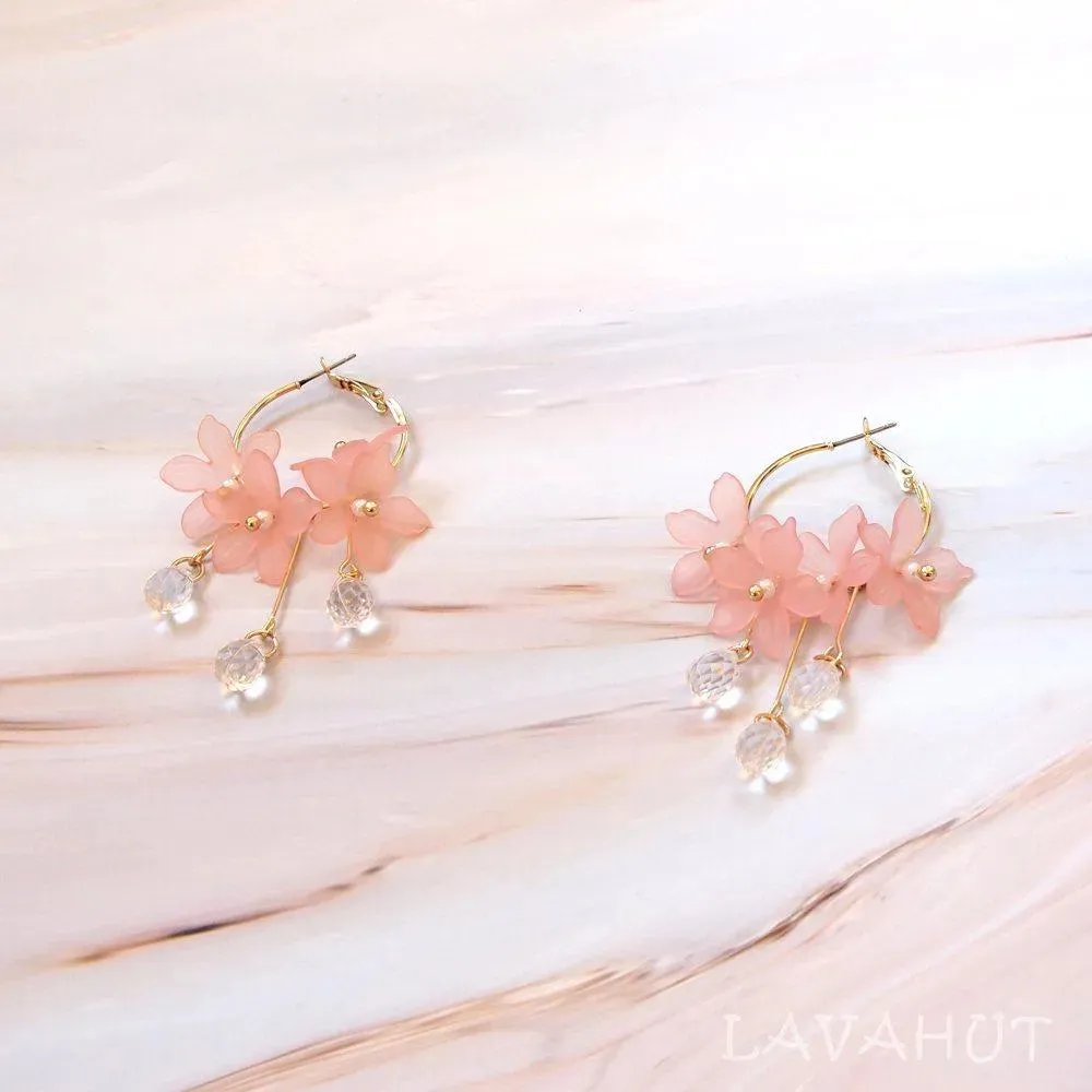 Dew Drop Pink Hoop Earrings