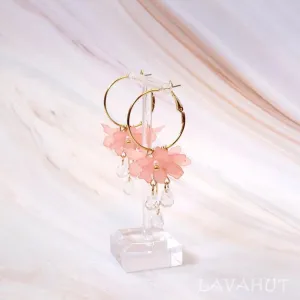 Dew Drop Pink Hoop Earrings