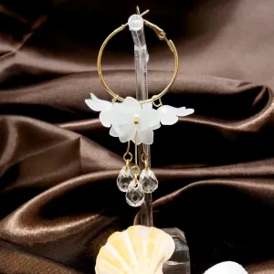 Dew Drop White Hoop Earrings