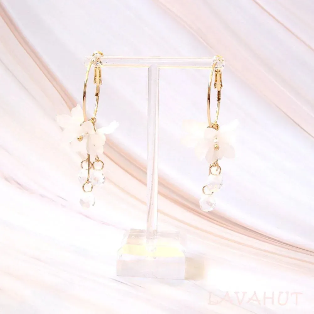 Dew Drop White Hoop Earrings