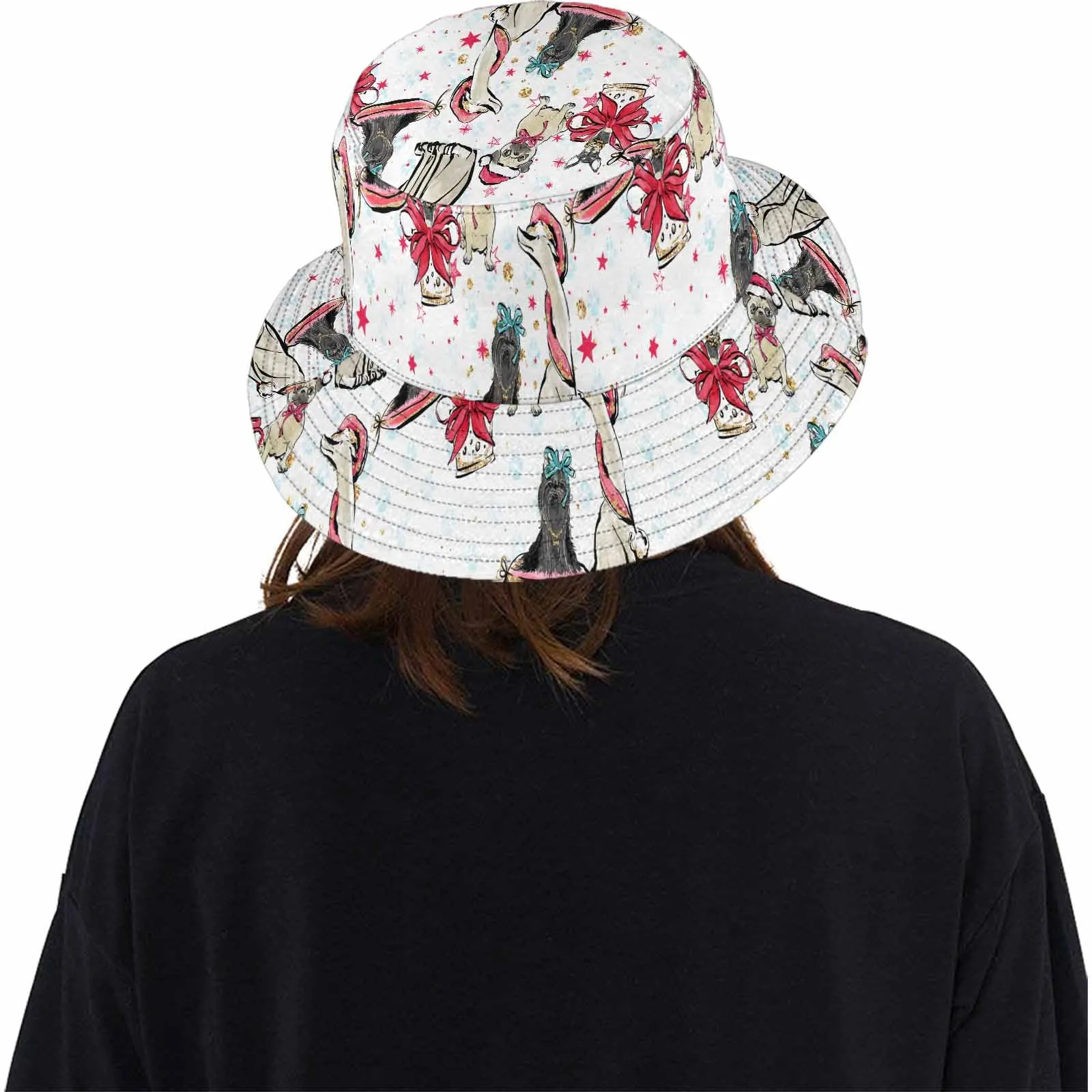 Dog Christmas  Unisex Summer Single-Layer Bucket Hat