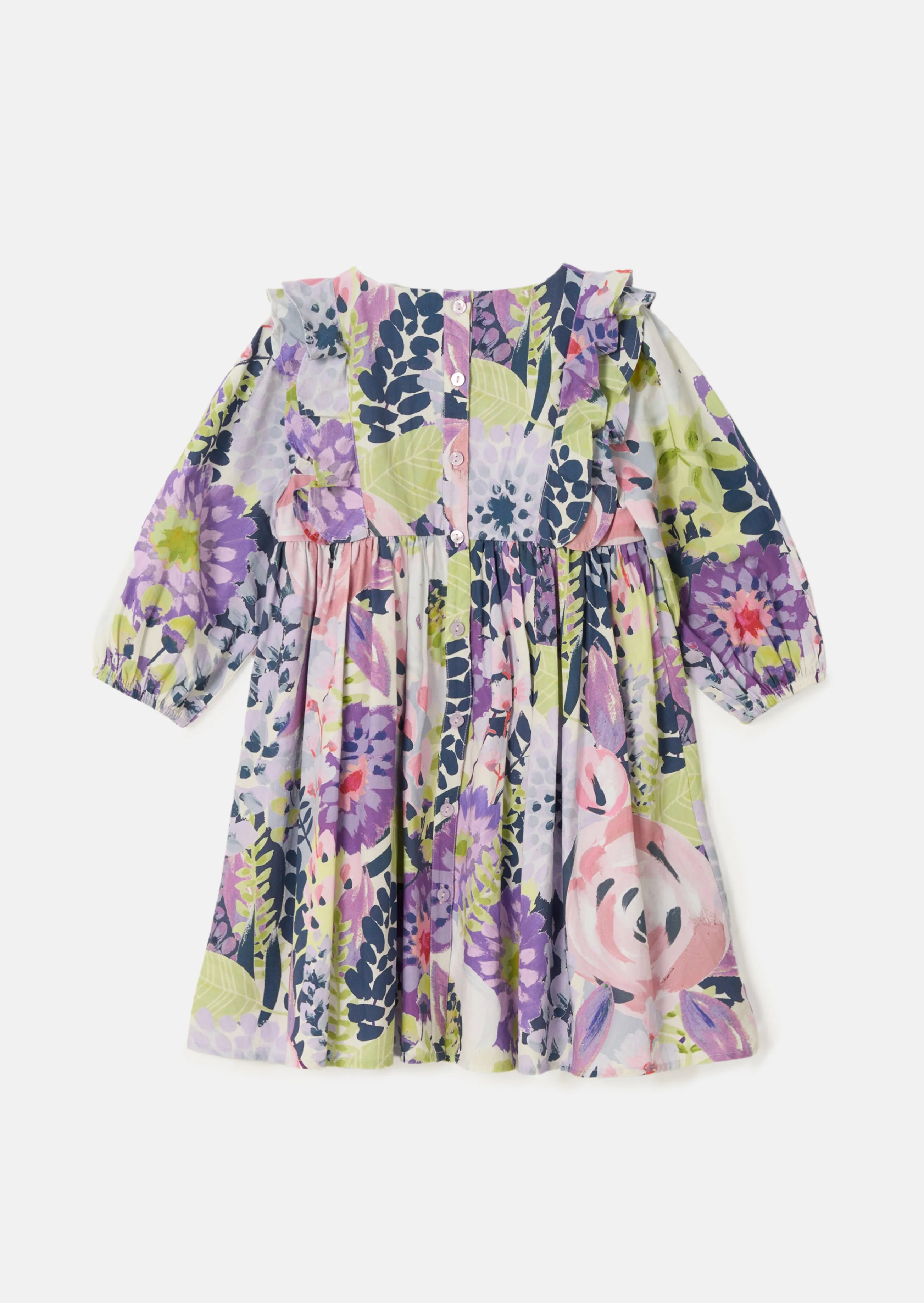 Ellie Orchid Ruffle Print Dress