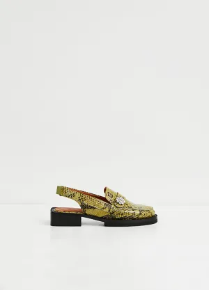 Embossed Snake Slingback Loafers