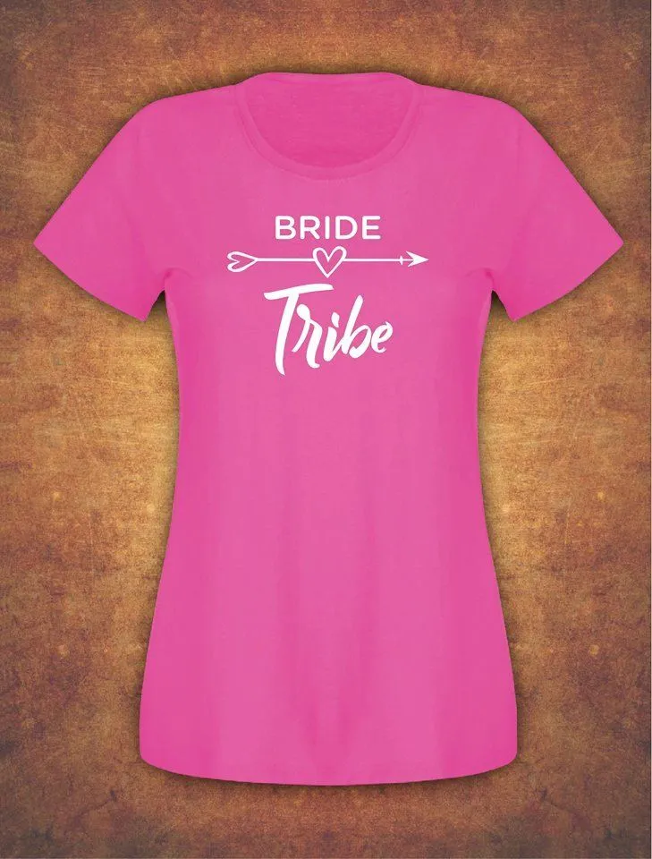 Fast and Free Hen Do Party Bride Tribe  Weeding T-shirt Ladies Female Fushia