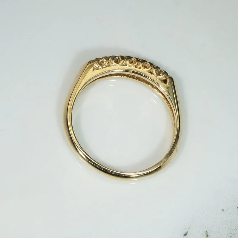 Five Diamonds in Yellow Gold Retro Wedding Band