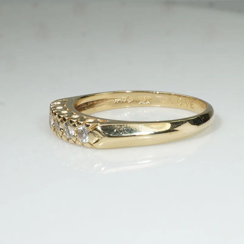 Five Diamonds in Yellow Gold Retro Wedding Band