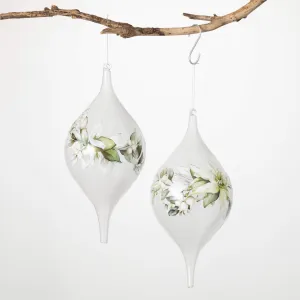 Floral Drop Ornament Set Of 2