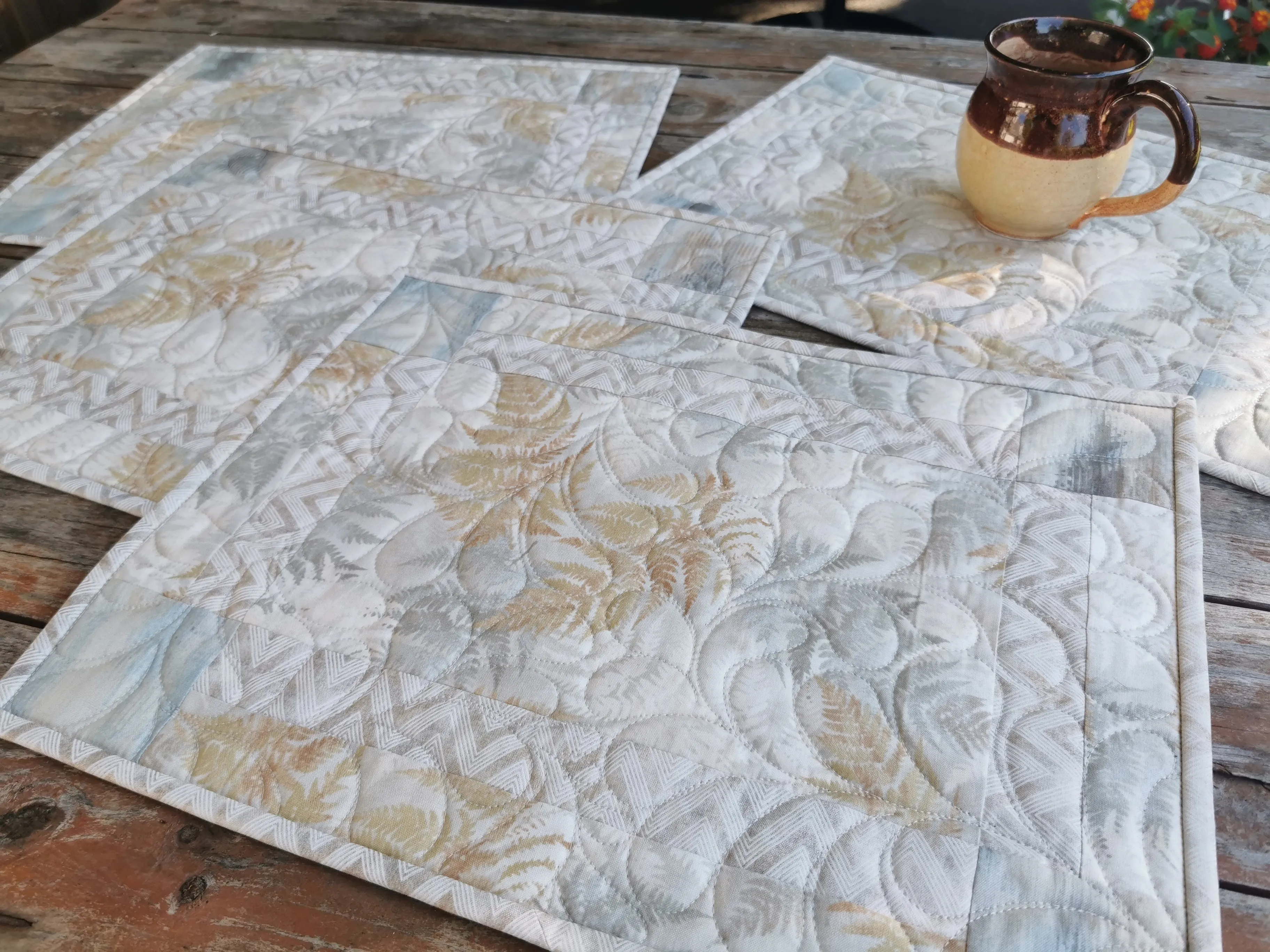 Four Neutral Quilted Placemats