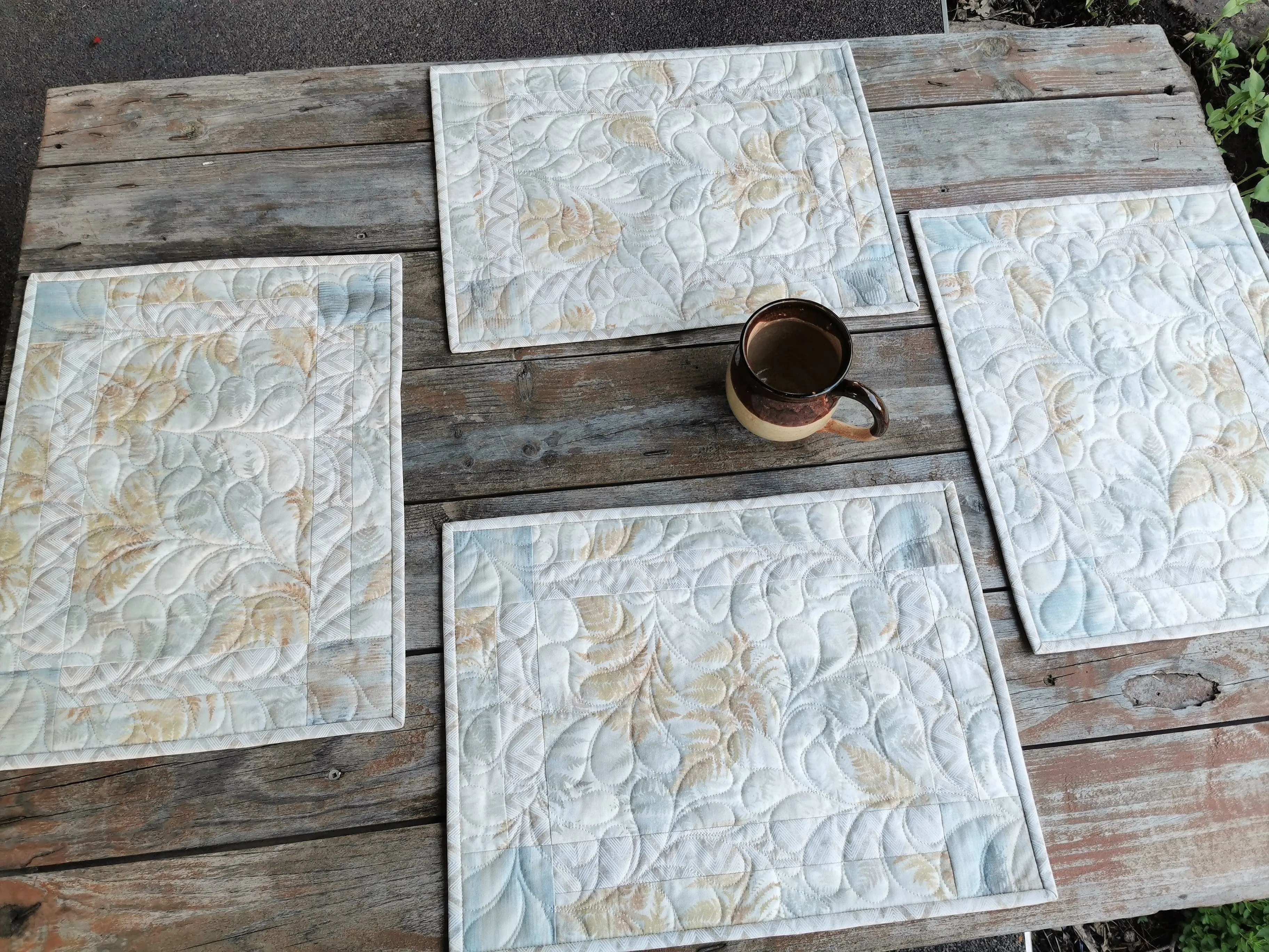 Four Neutral Quilted Placemats