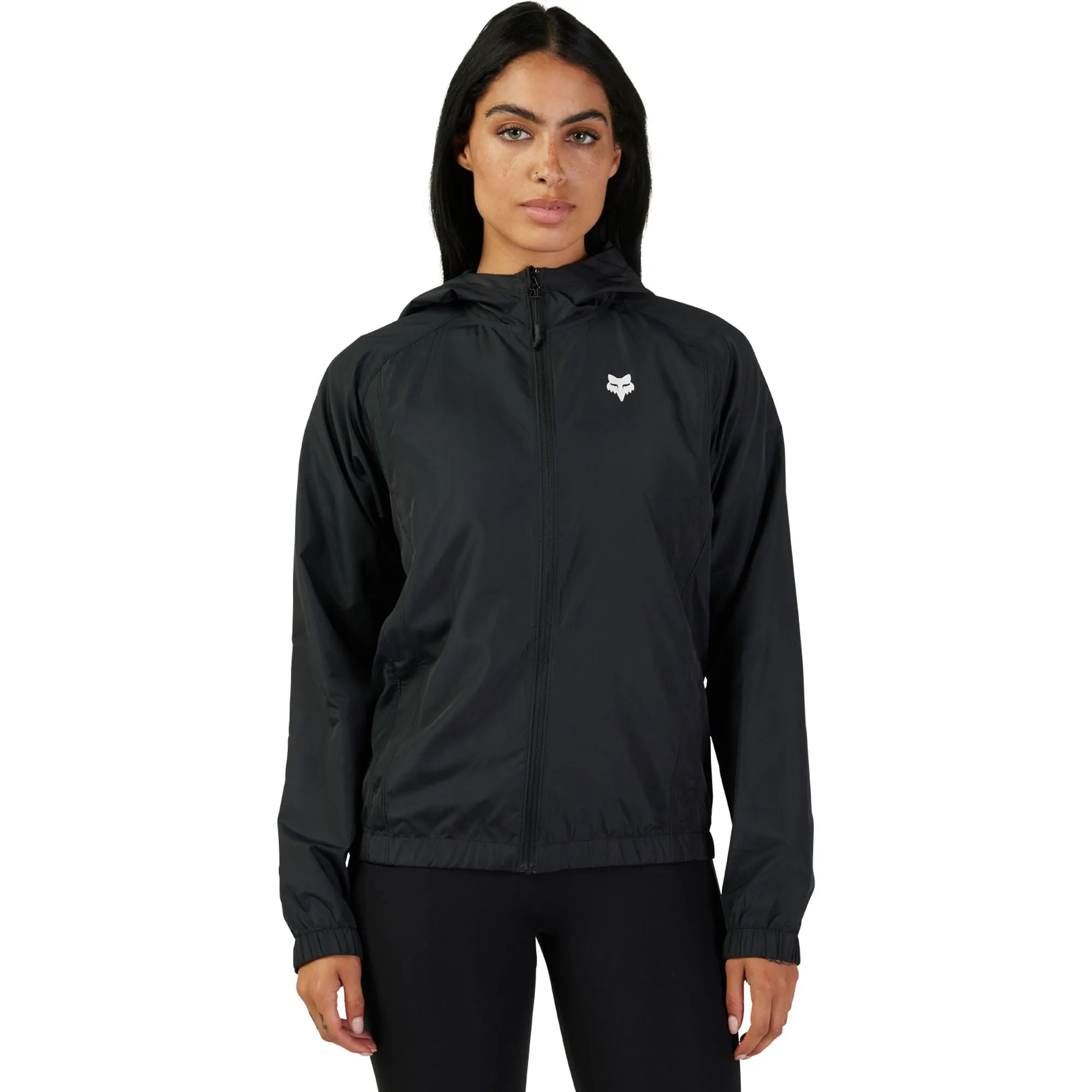 Fox Racing  Womens Fox Head Windbreaker Jacket DWR Lightweight Packable Black