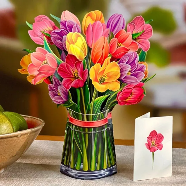 FreshCut Paper Pop Up Festive Tulips 3D Greeting Card