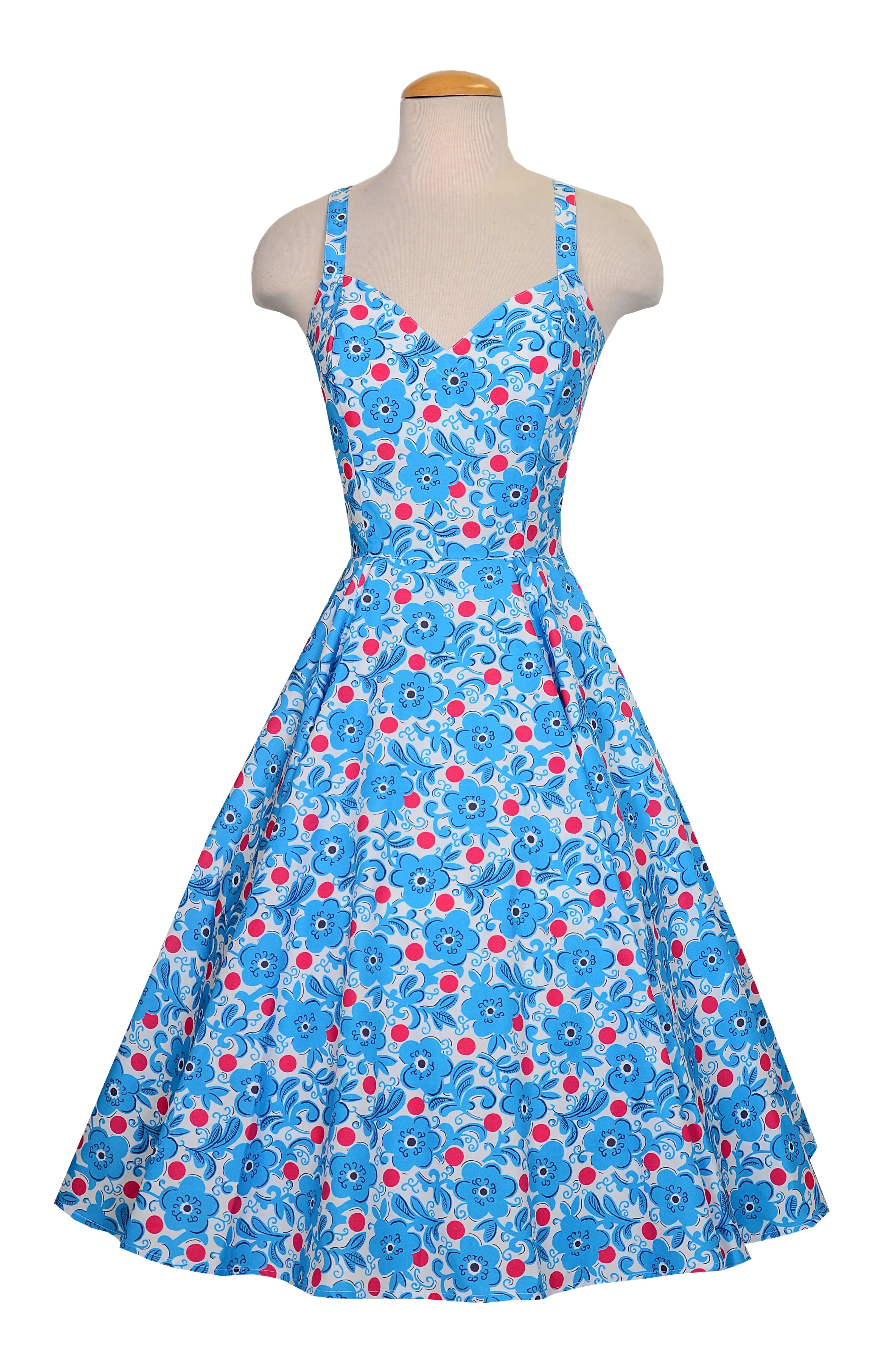 Gail Dress Red Dot Floral